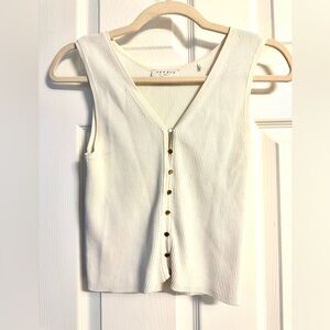Women’s Sandro Paris Button Up White Knit Tank S
